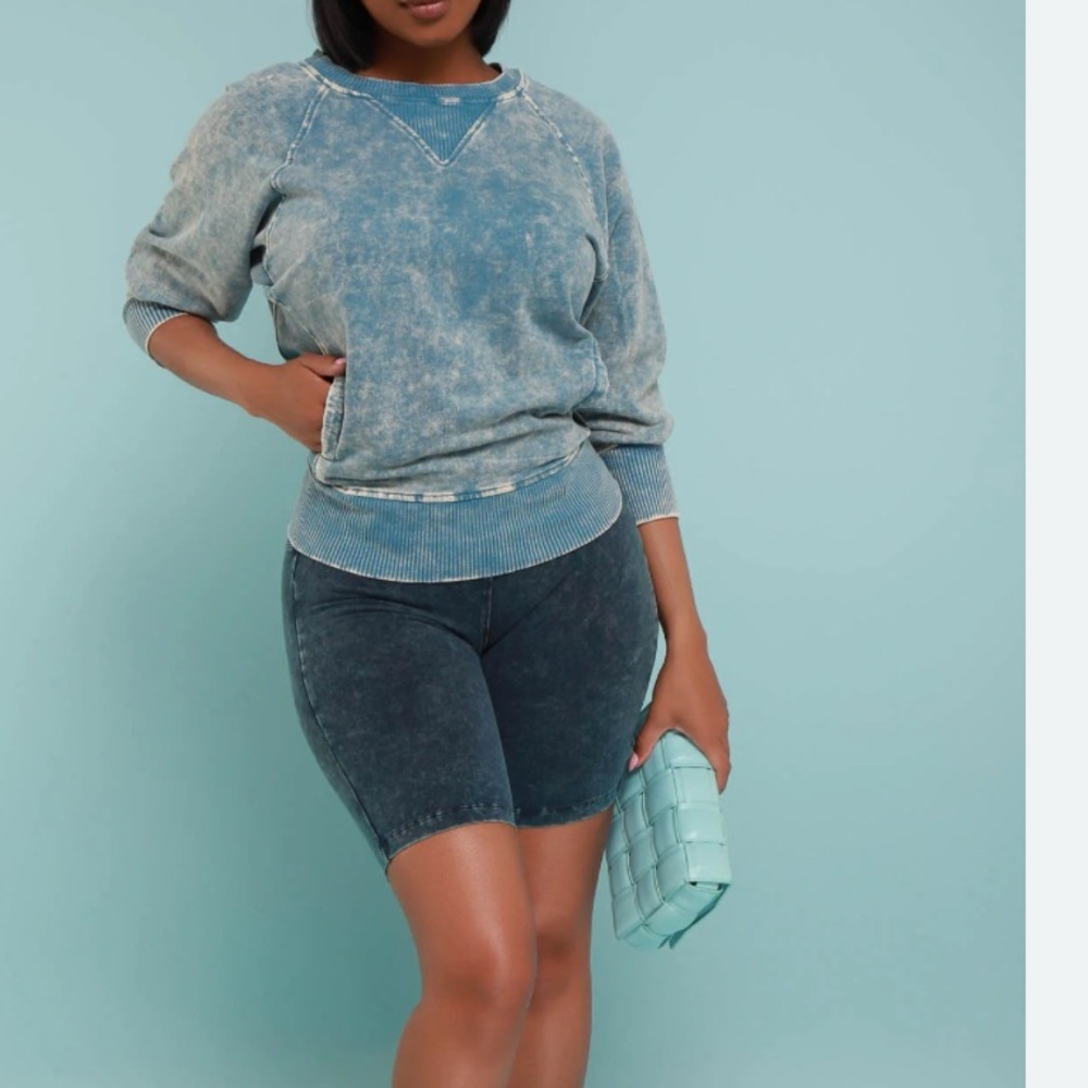 Pink washed biker shorts - Picture 2 of 2